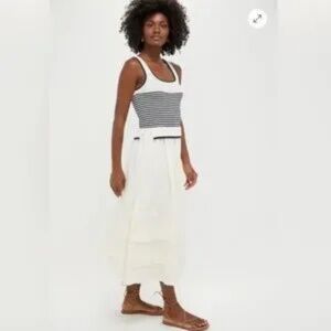 Tuckernuck moon river Cream Striped Midi Dress